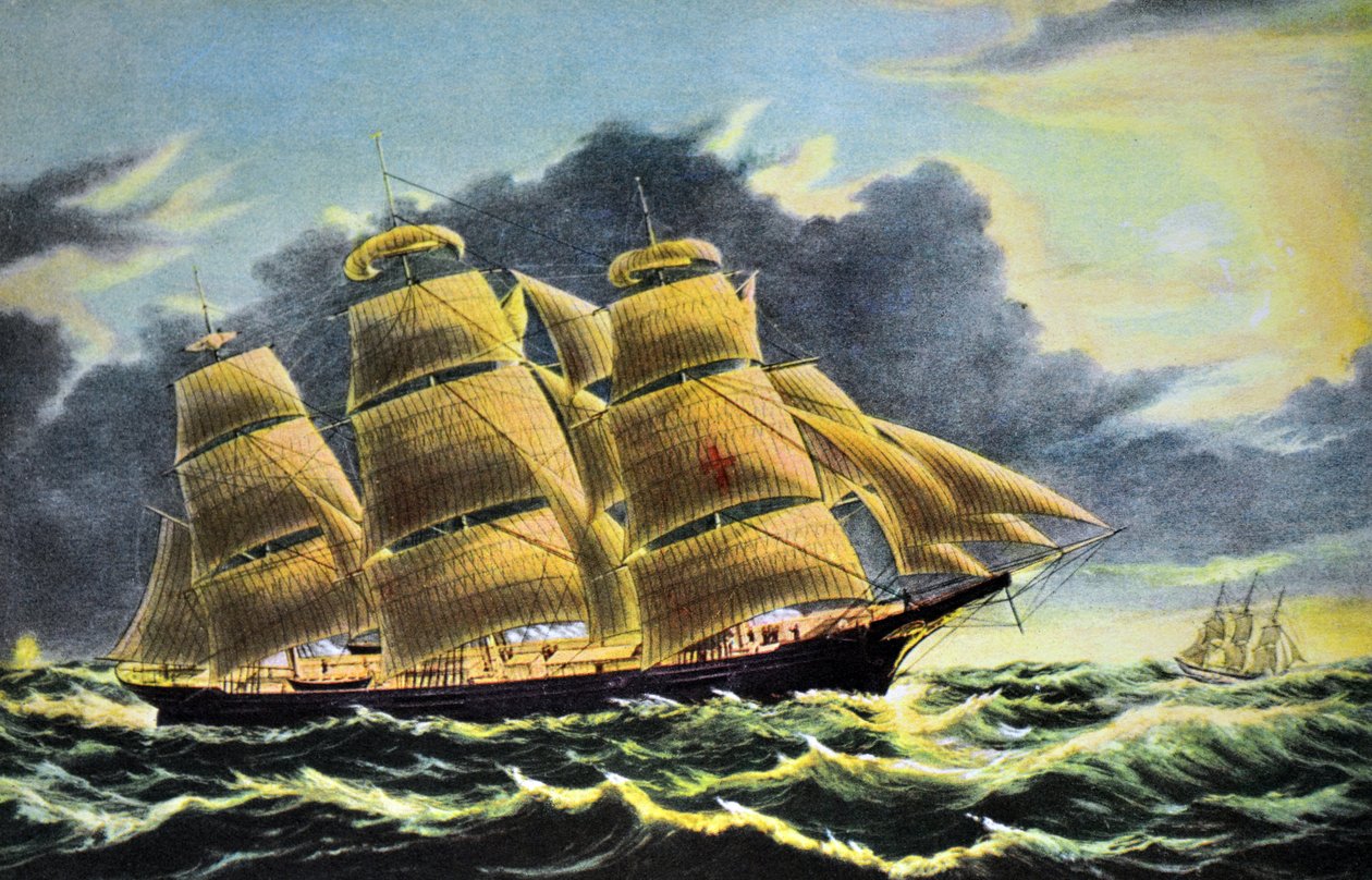 Clipper Ship Dreadnought al largo di Tuskar Light da N. and Ives, J.M. Currier