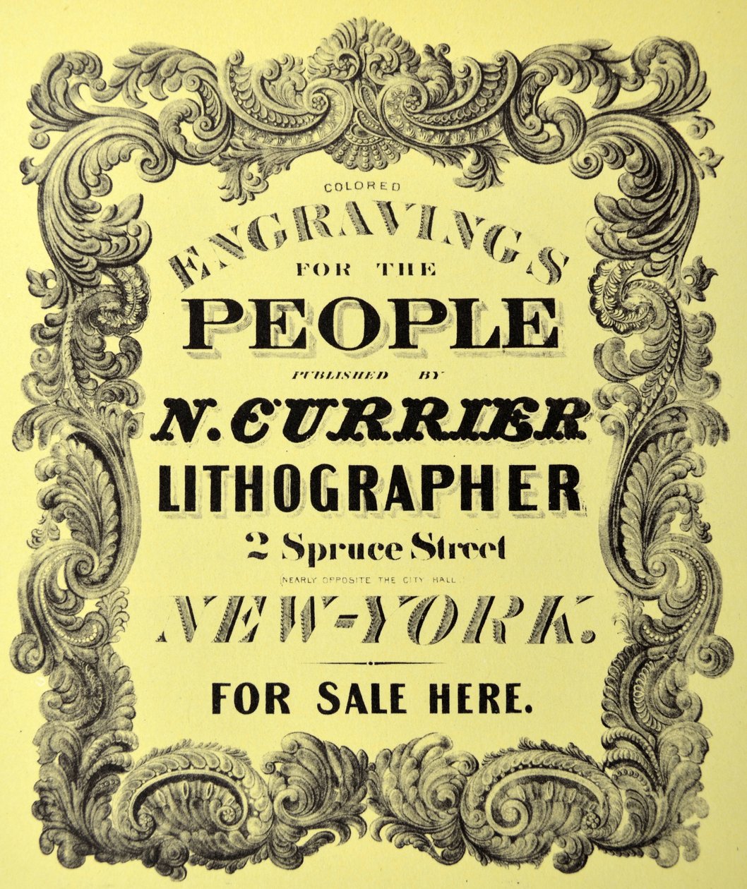Ex libris per la pagina del titolo: Incisioni colorate per il popolo da N. and Ives, J.M. Currier
