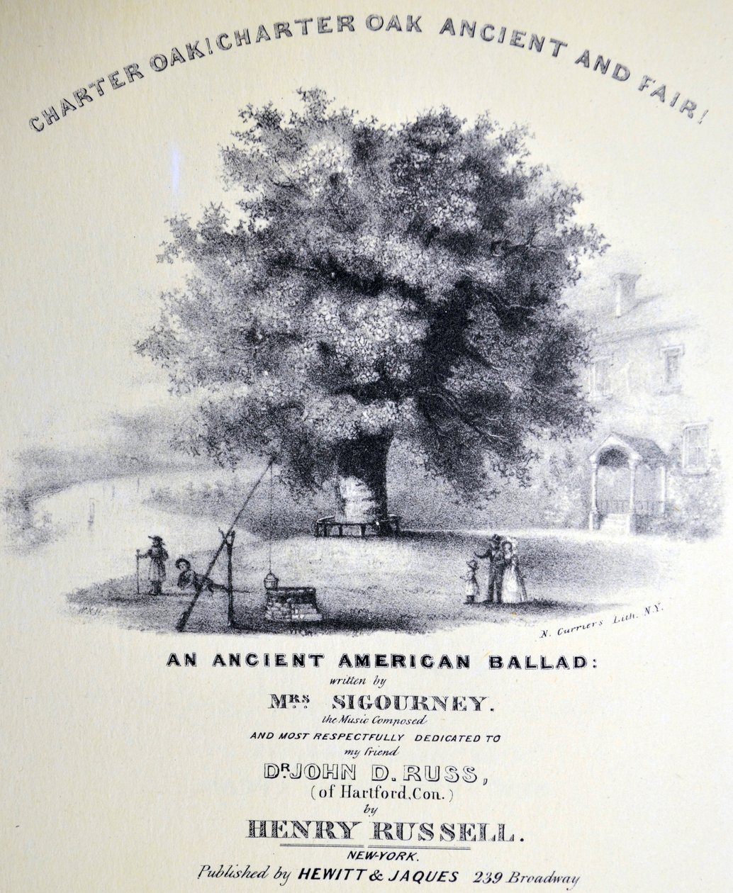 Charter Oak! Charter Oak antico e bello da N. and Ives, J.M. Currier