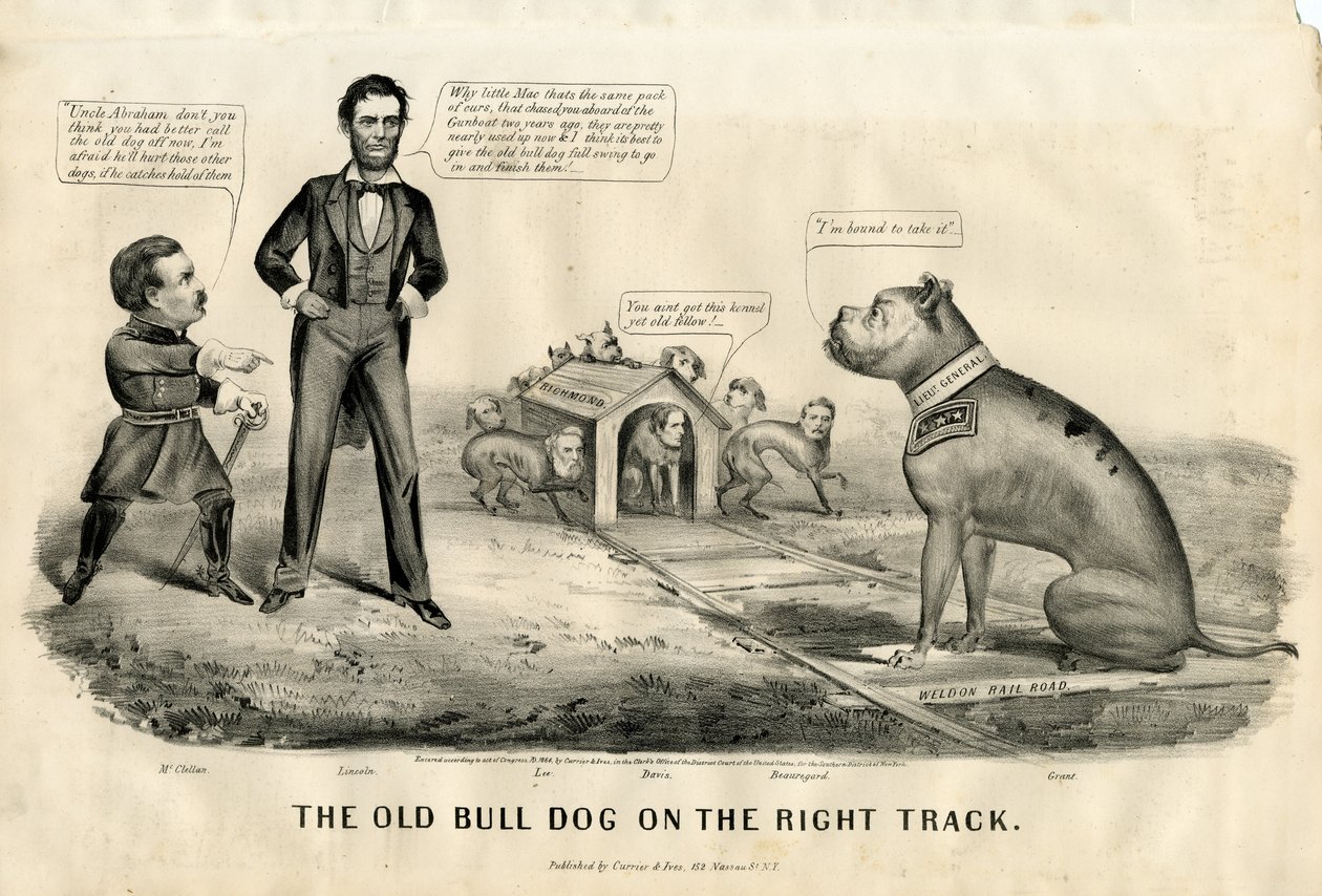 Il Bull Dog sulla strada giusta, 1864 da N. and Ives, J.M. Currier