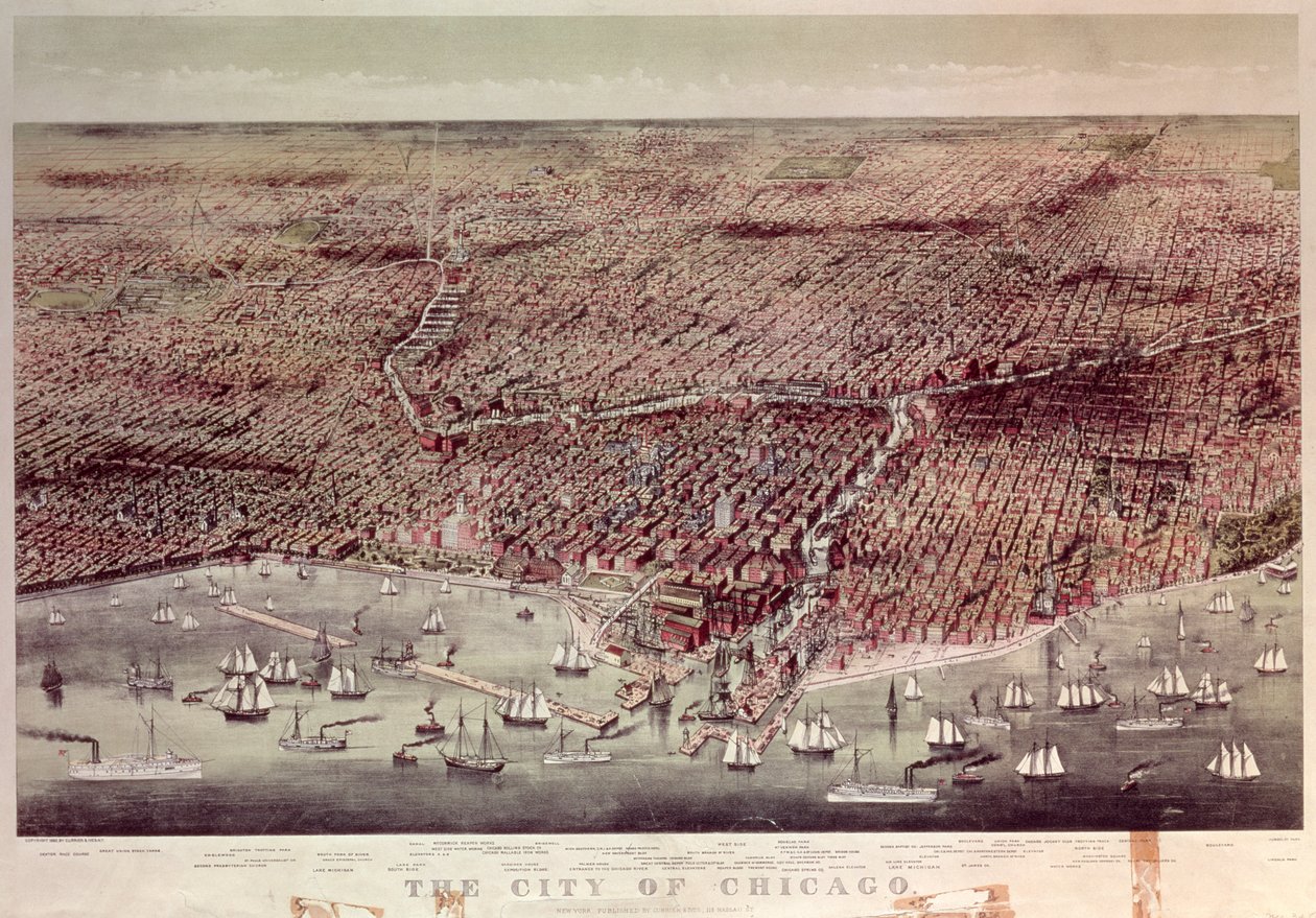 La città di Chicago, Illinois, 1892 da N. and Ives, J.M. Currier