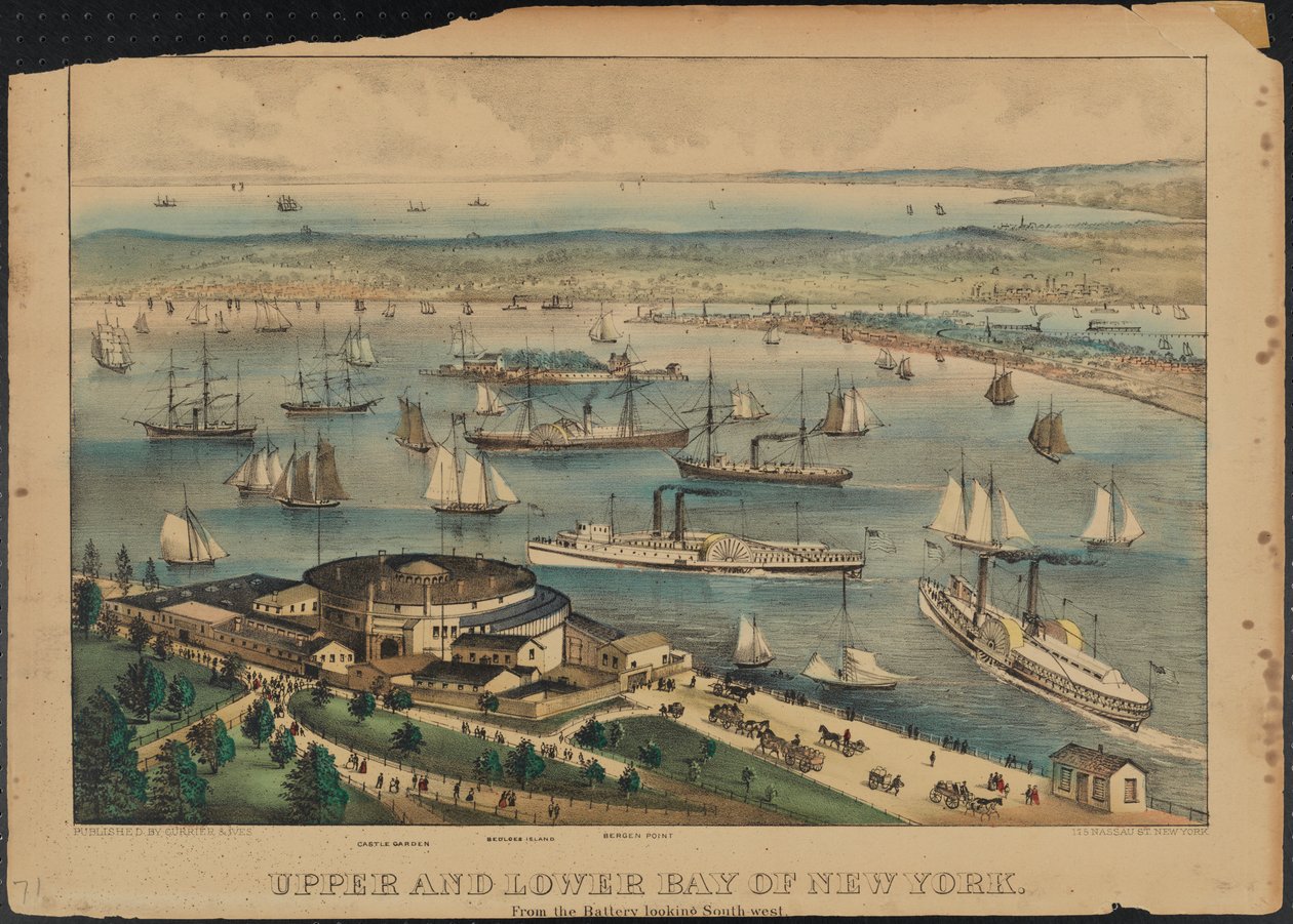Baia superiore e inferiore di New York, c.1881 da Nathaniel Currier