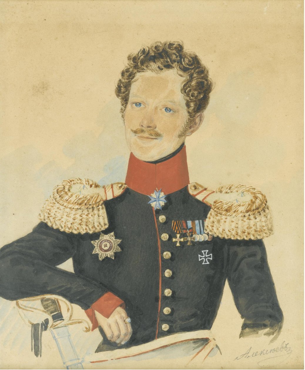 Ritratto di Yegor Fyodorovich Meiendorf 1794-1879 da N. M. Alexeyev