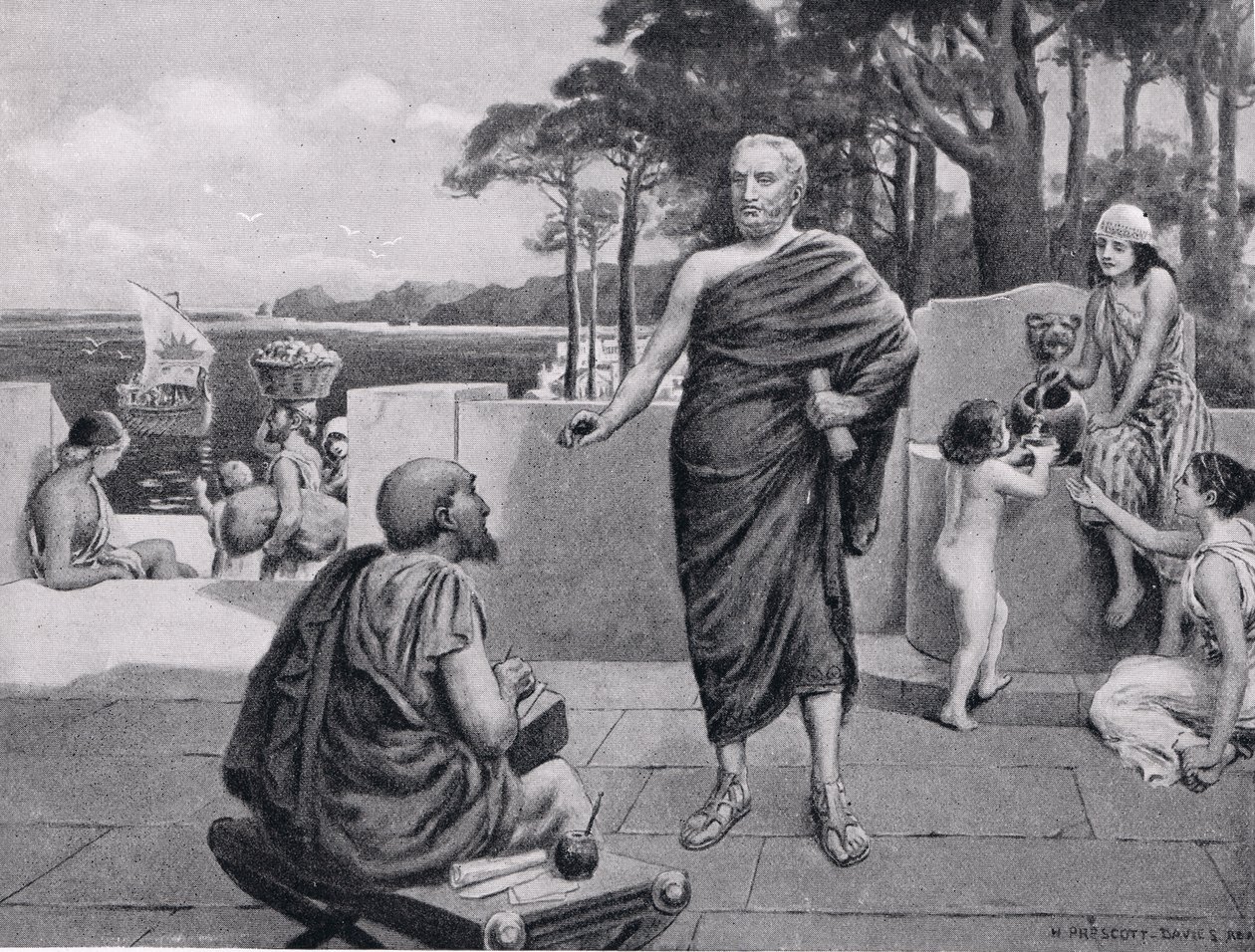 Tucidide in esilio, illustrazione da Hutchinsons History of the Nations, 1915 da N. Prescott Davies