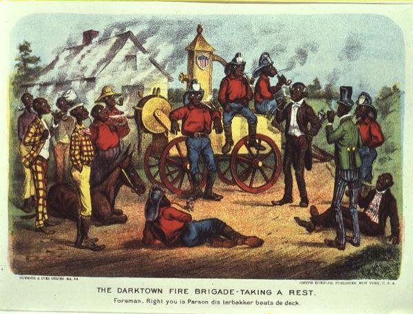 La brigata dei pompieri di Darktown a riposo da Currier and Ives
