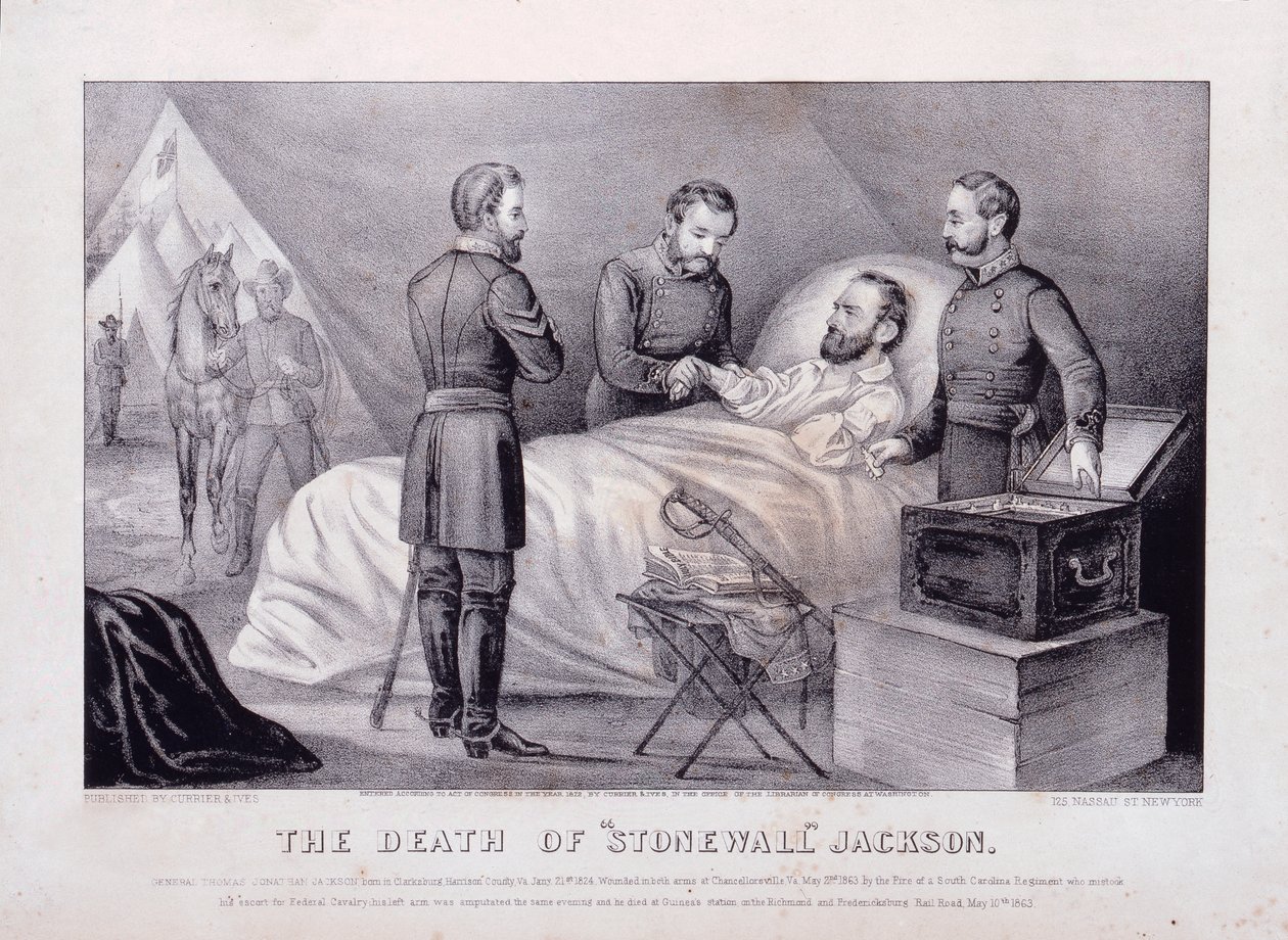 La morte di "Stonewall" Jackson (litografia) da N. and Ives J.M. (1824 95) Currier