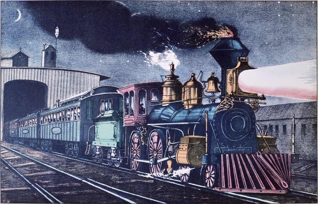 Il treno notturno, c.1860 da Currier and Ives