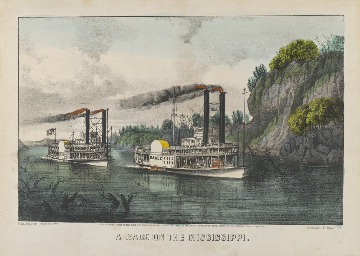 Una corsa sul Mississippi da Currier and Ives