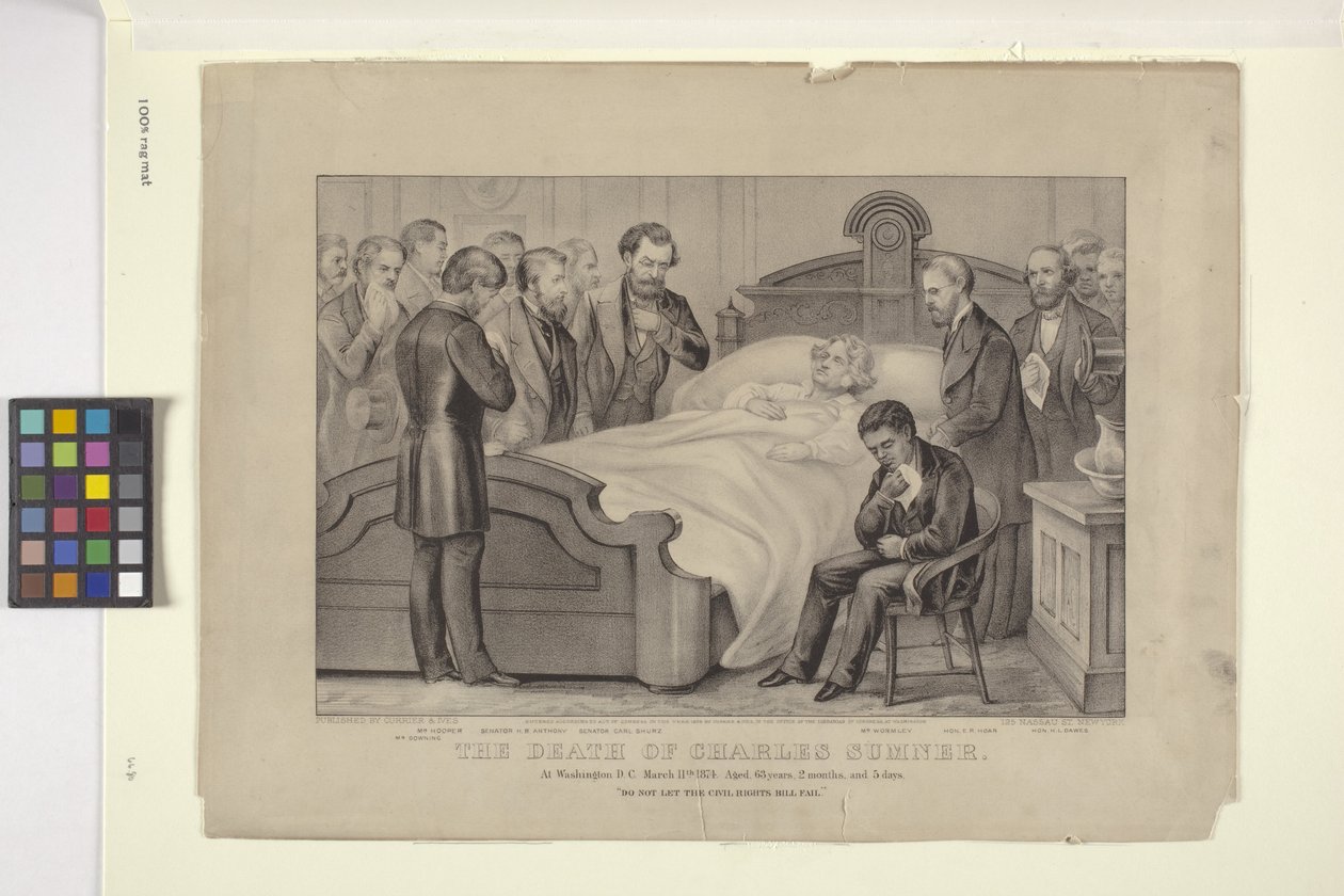 La morte di Charles Sumner da N. and Ives J.M. (1824 95) Currier