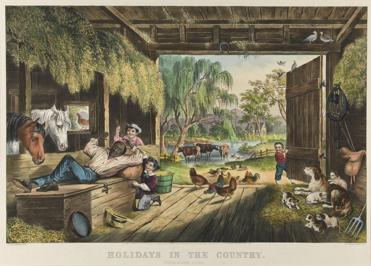 Vacanze in campagna, mosche fastidiose da Currier and Ives