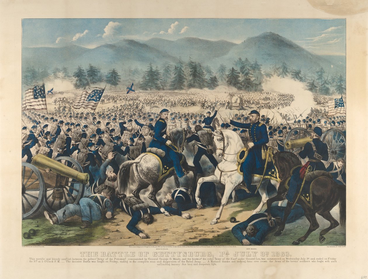 La battaglia di Gettysburg, Pa., 3 luglio da Currier and Ives