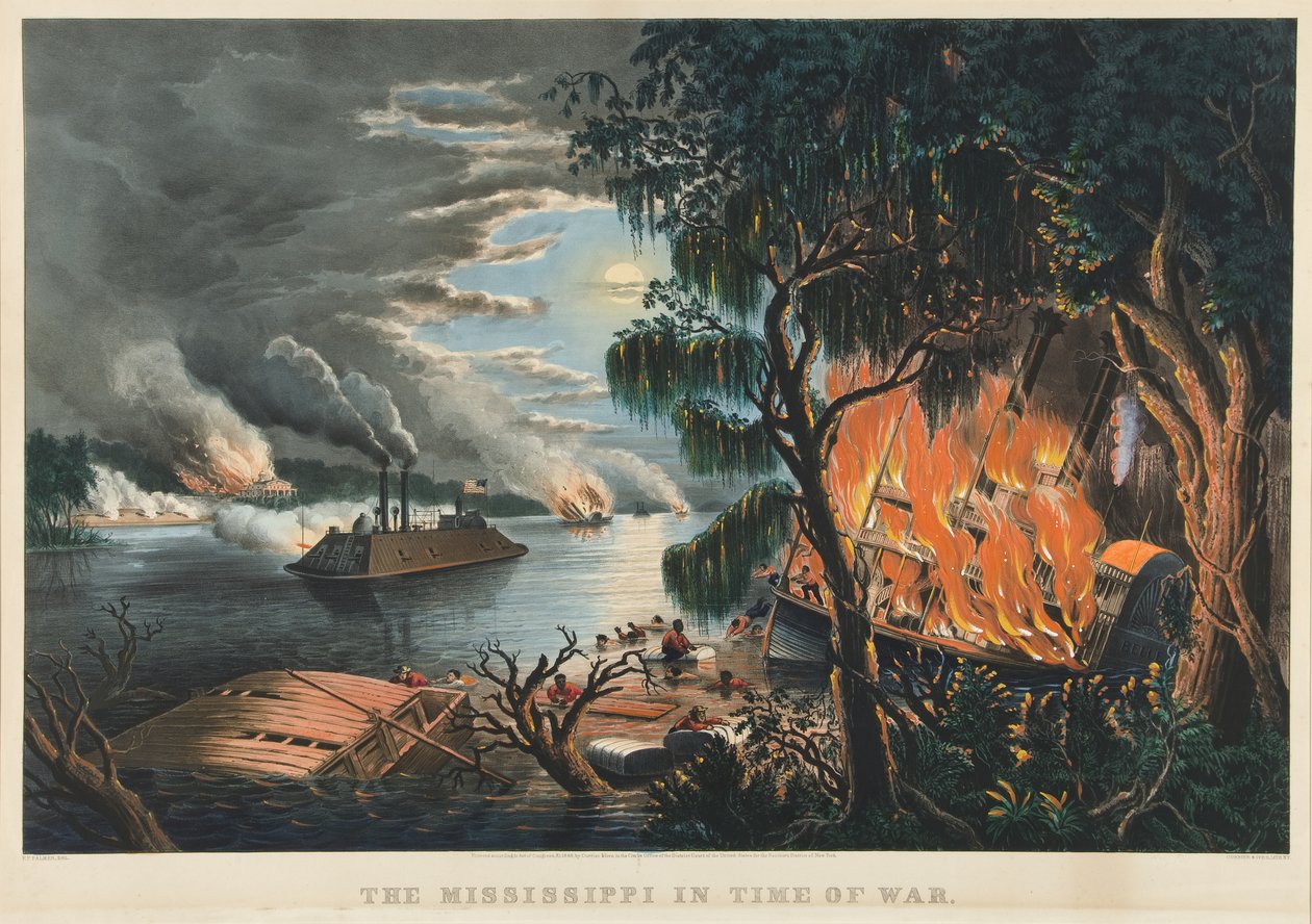 Il Mississippi in tempo di guerra da Currier and Ives