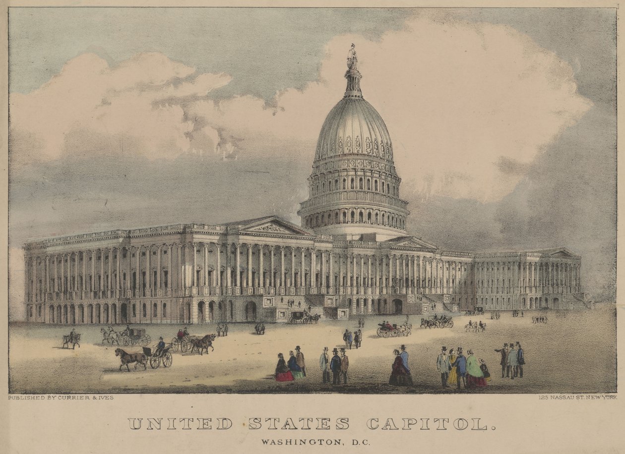 Campidoglio degli Stati Uniti, Washington, D.C. 1872 (litografia a colori) da Currier and Ives