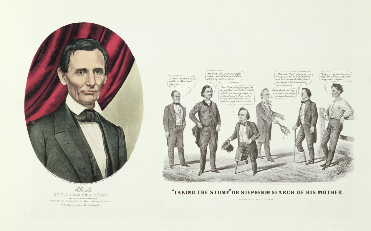 On. Abraham Lincoln, 16° Presidente degli Stati Uniti, 1860 da N. and Ives, J.M. Currier