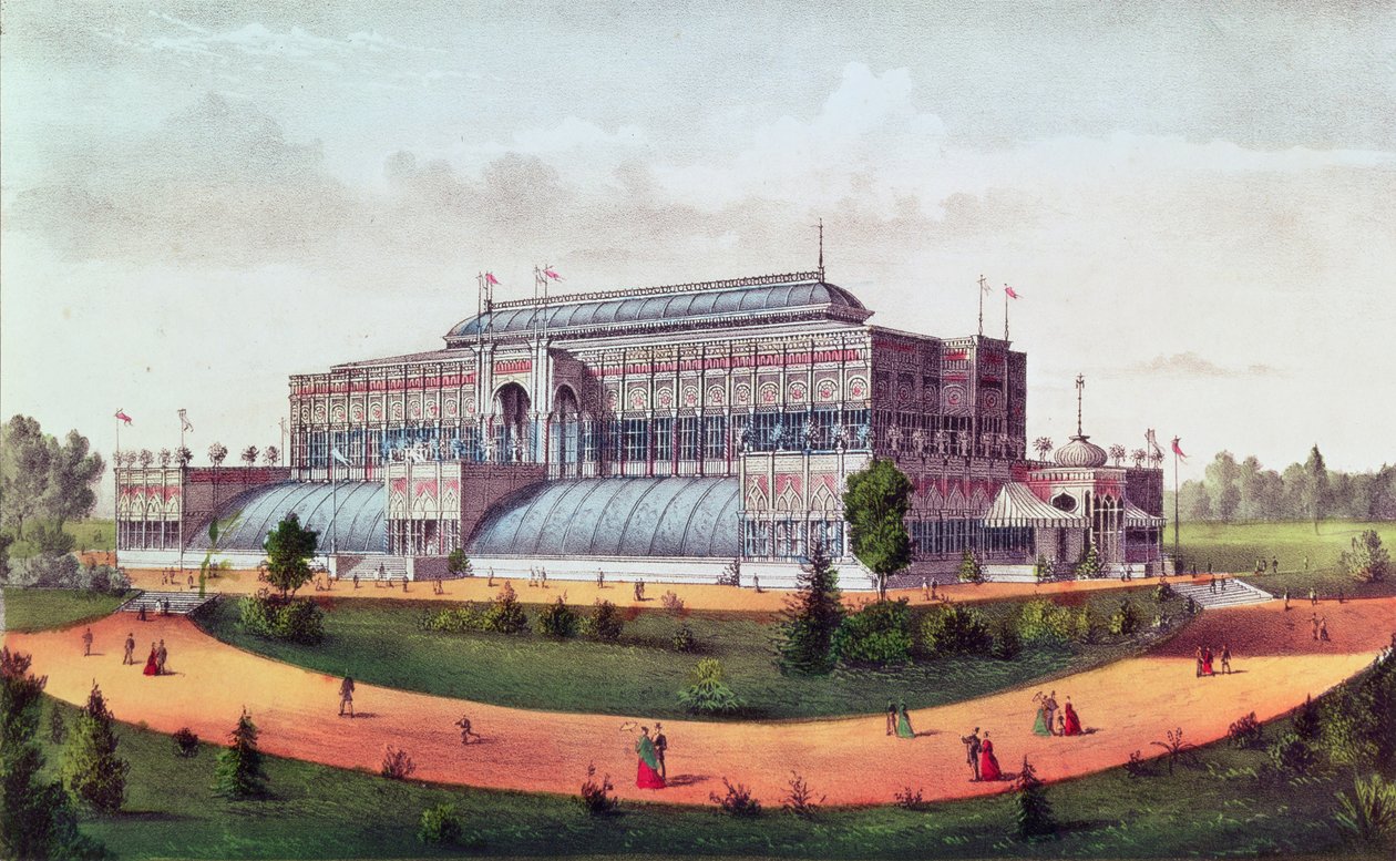 Horticultural Hall, Grande Esposizione Centennale degli Stati Uniti 1876 da N. and Ives, J.M. Currier