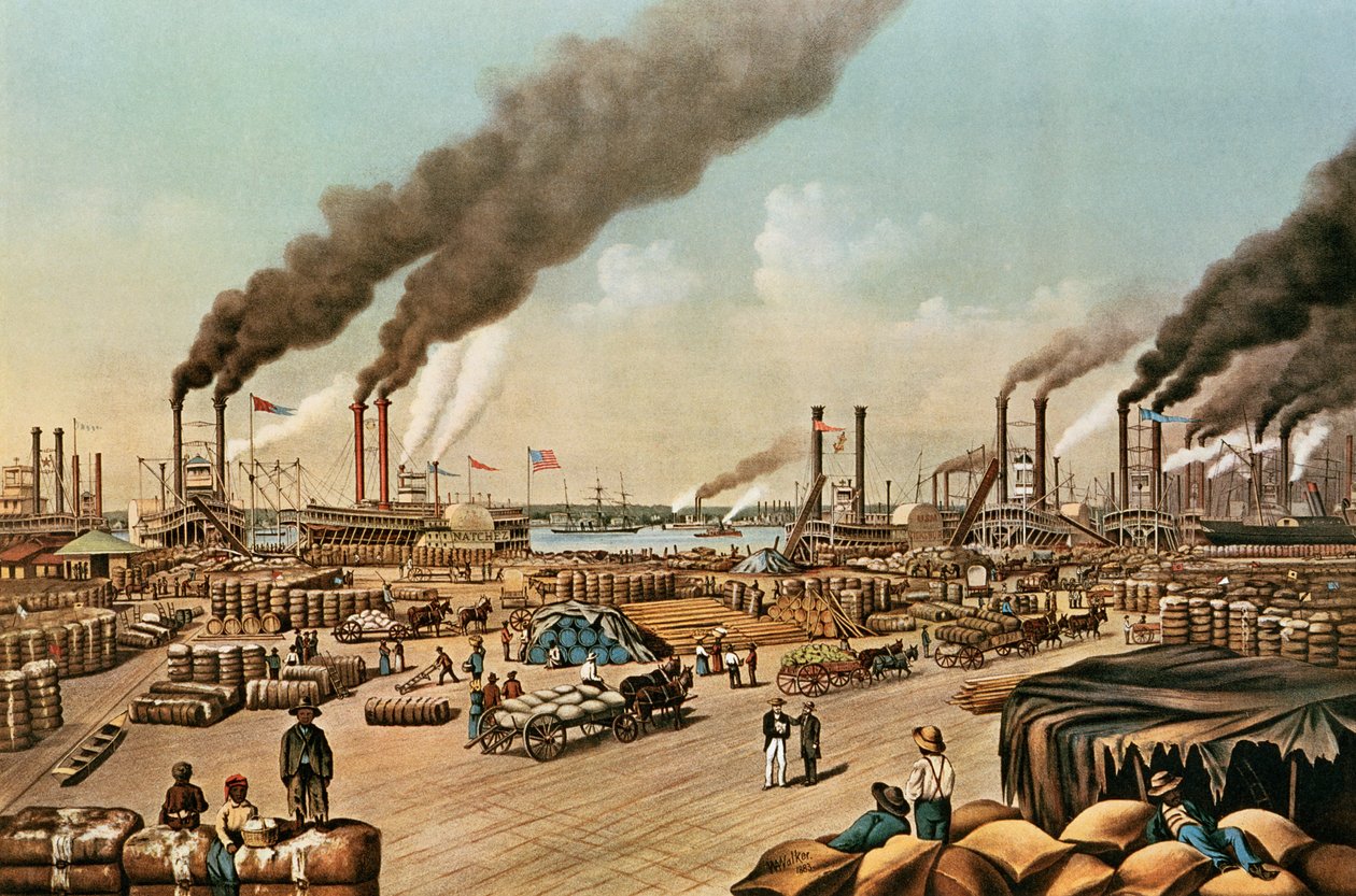 Il molo - New Orleans, 1884 da N. and Ives, J.M. Currier