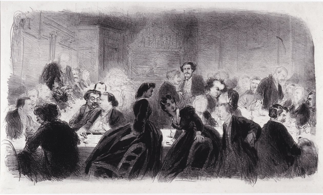 Litografia anonima che rappresenta personalità letterarie e artistiche negli anni 1850 da Nadar
