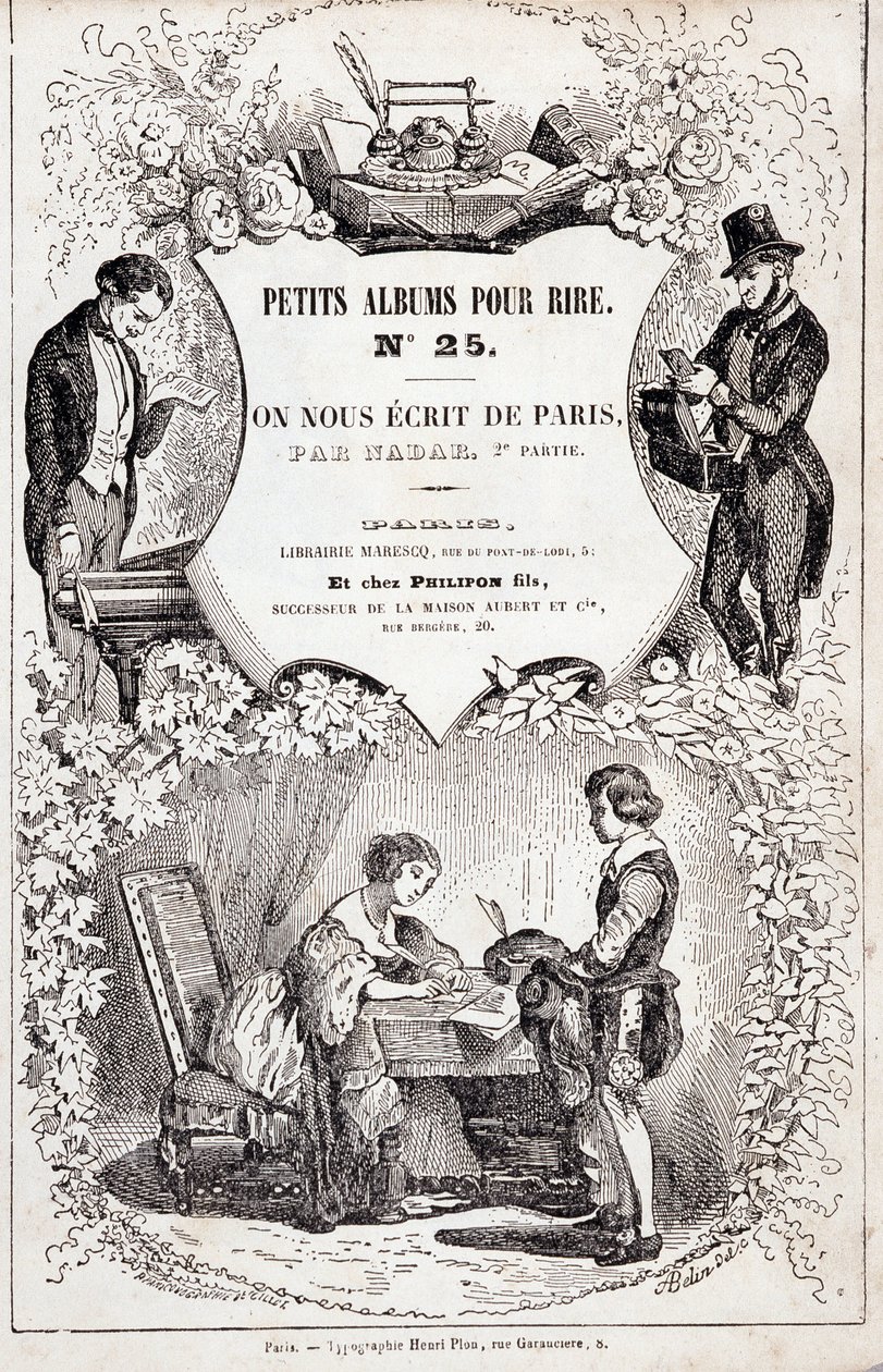 Frontespizio di "Piccoli album per ridere numero 25. Ci hanno scritto da Parigi. Seconda parte", 1850 (incisione) da Nadar
