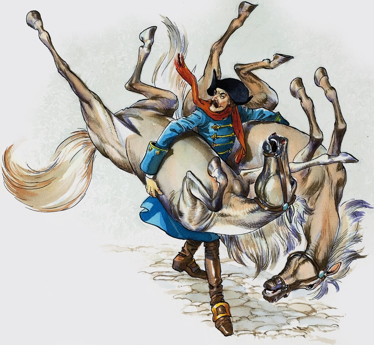 Le meravigliose avventure del Barone di Munchausen (gouache su carta) da Nadir Quinto