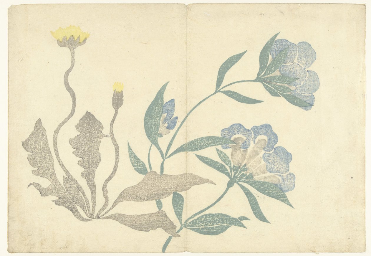 Tarassaco e fiori blu da Nakamura Hochu