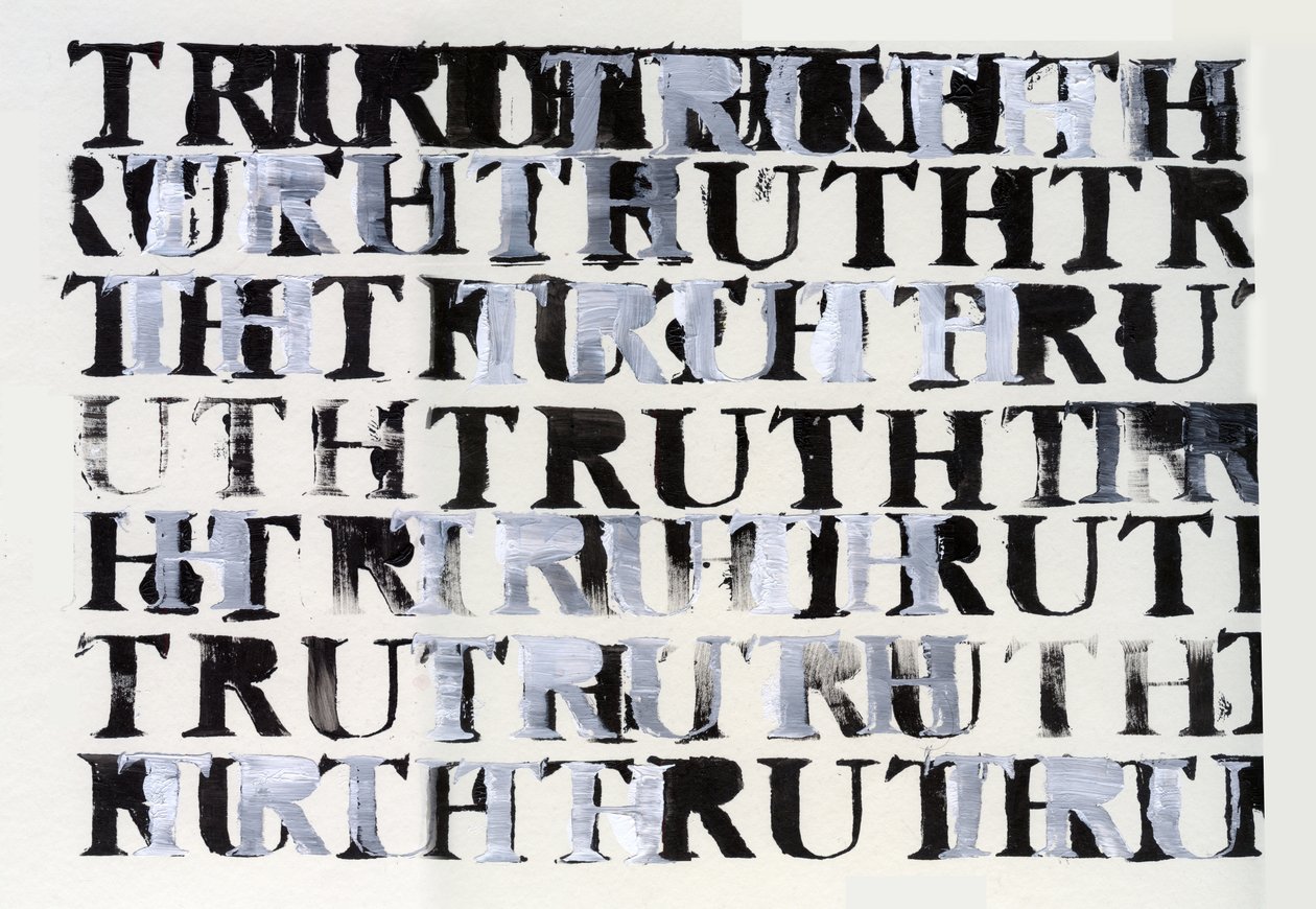 La verità in bianco e nero, 2015 (acrilico con stencil su cartone) da Nancy Moniz Charalambous