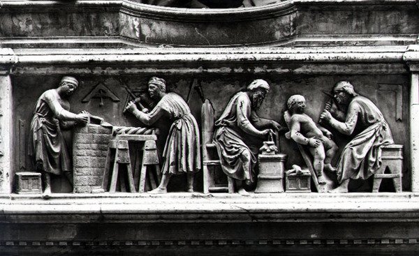 Rilievo che raffigura artisti e artigiani al lavoro da Nanni di Banco