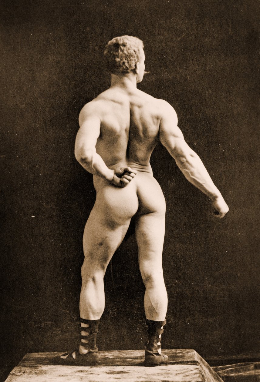 Eugen Sandow, in posa classica greco-romana, c.1893 da Napoleon Sarony