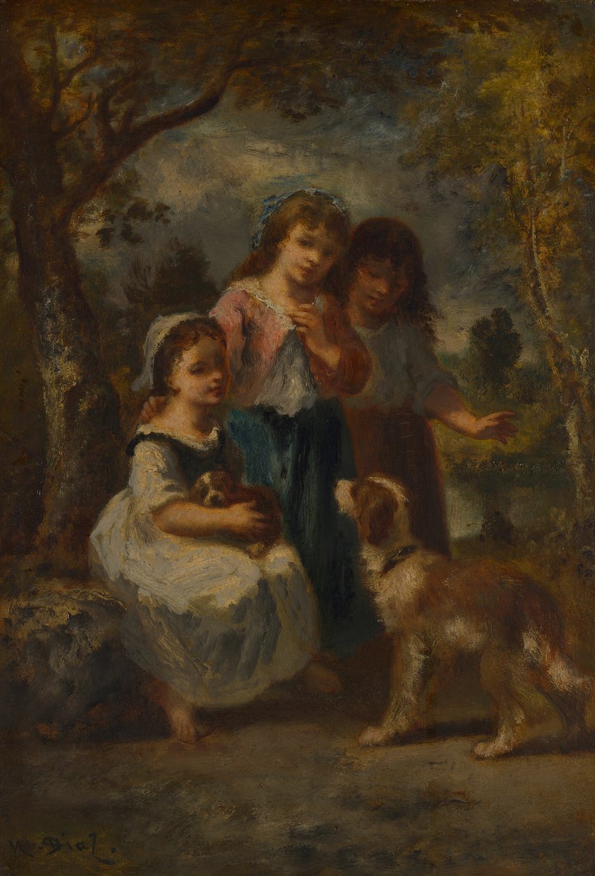 Tre bambine da Narcisse Virgile Diaz de la Peña