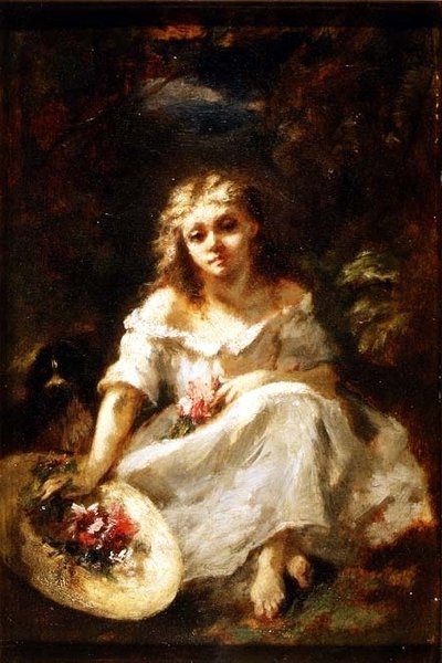 Ragazza con fiori da Narcisse Virgile Diaz de la Peña