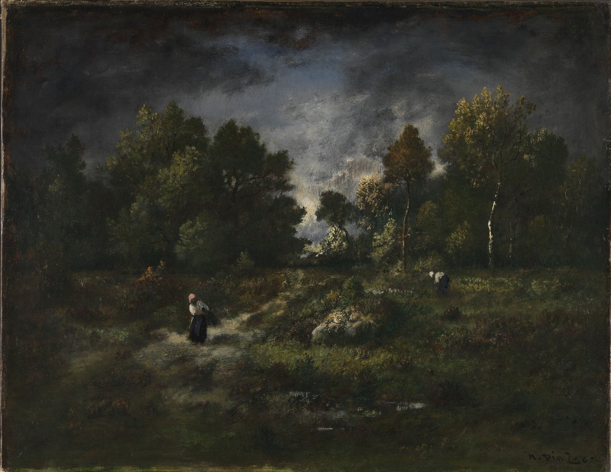 Paesaggio boschivo con raccoglitori di legna da Narcisse Virgile Diaz de la Peña