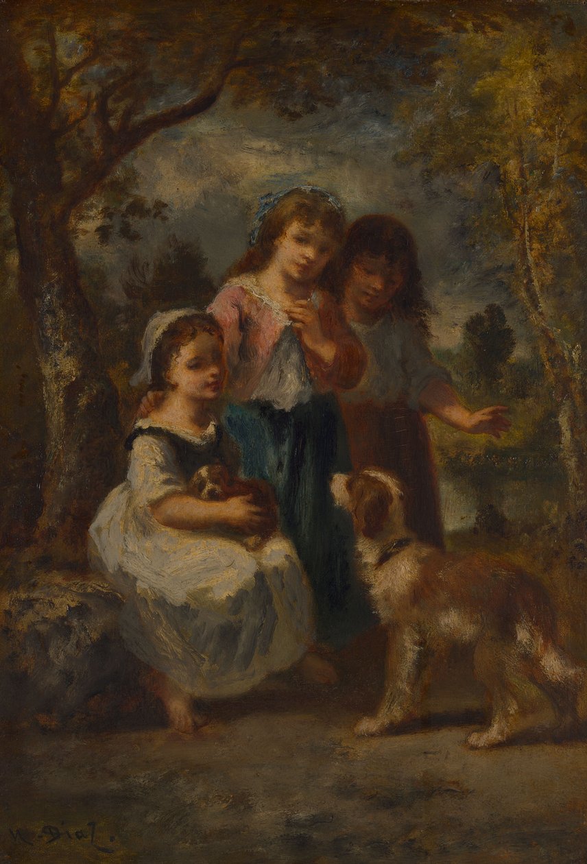 Tre bambine da Narcisse Virgile Diaz de la Peña