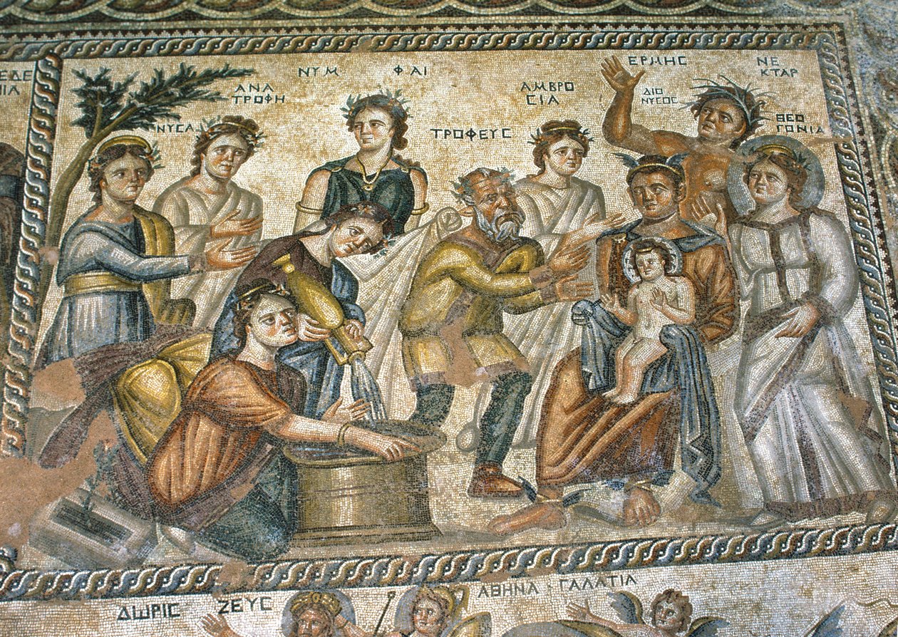 Mosaico romano nella villa Casa di Aion da Nathan Benn