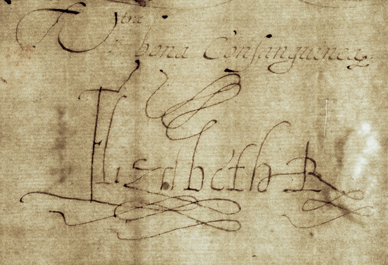 Firma Elizabeth R per la Regina Elisabetta I da Nathan Benn