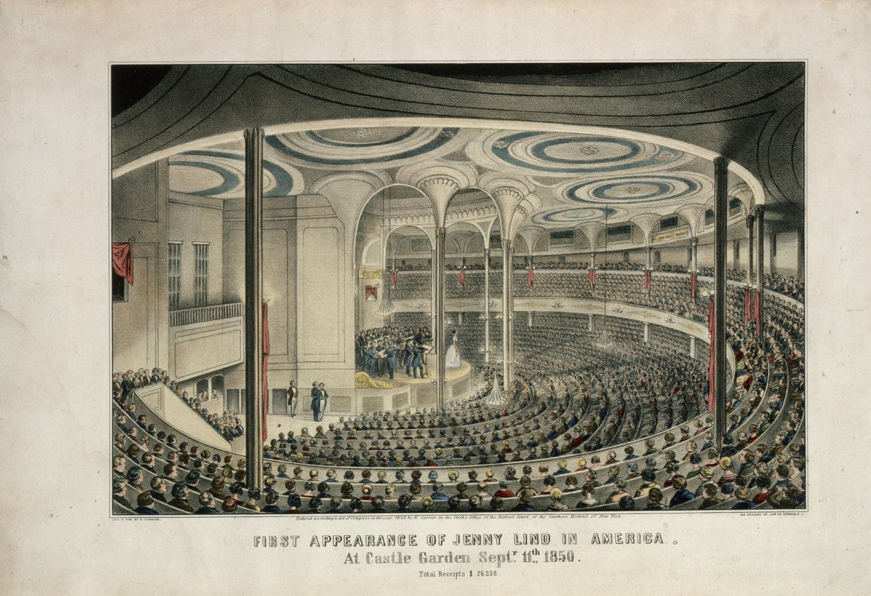 Prima apparizione di Jenny Lind in America al Castle Garden, 11 settembre 1850 da Nathaniel Currier