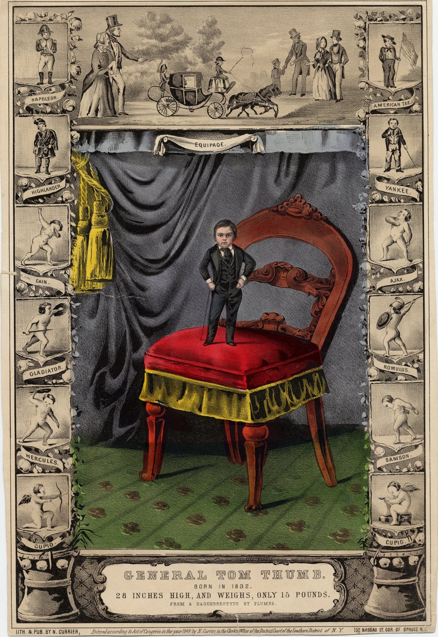 Generale Tom Thumb, pubblicato da N. Currier, New York, da un dagherrotipo di Plumbe, 1849 da Nathaniel Currier