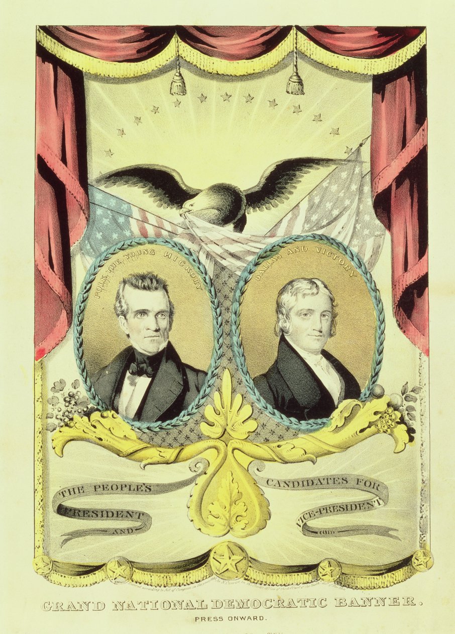 Poster della Campagna Nazionale Democratica, 1844 da Nathaniel Currier