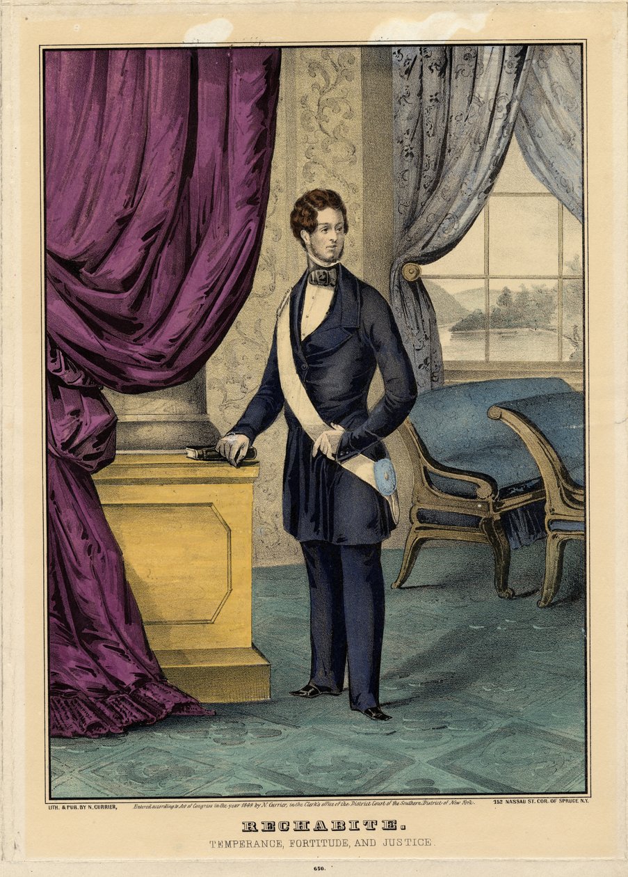 Rechabite: Temperanza, Fortezza e Giustizia, 1849 da Nathaniel Currier