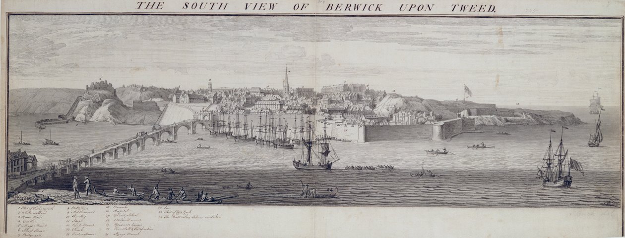 Veduta Sud di Berwick Upon Tweed, c.1743-45 da Nathaniel and Samuel Buck