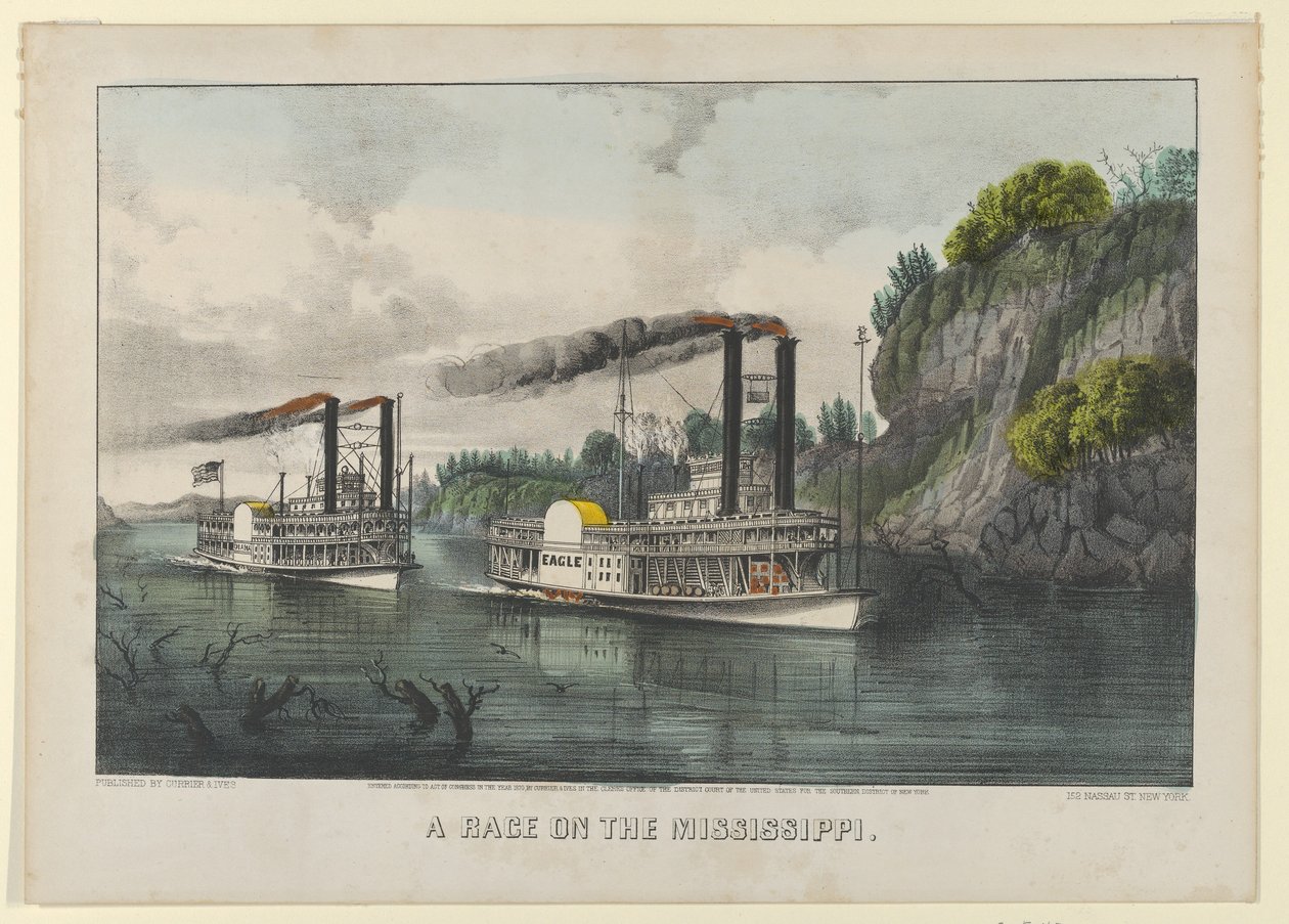 Una corsa sul Mississippi da Currier and Ives