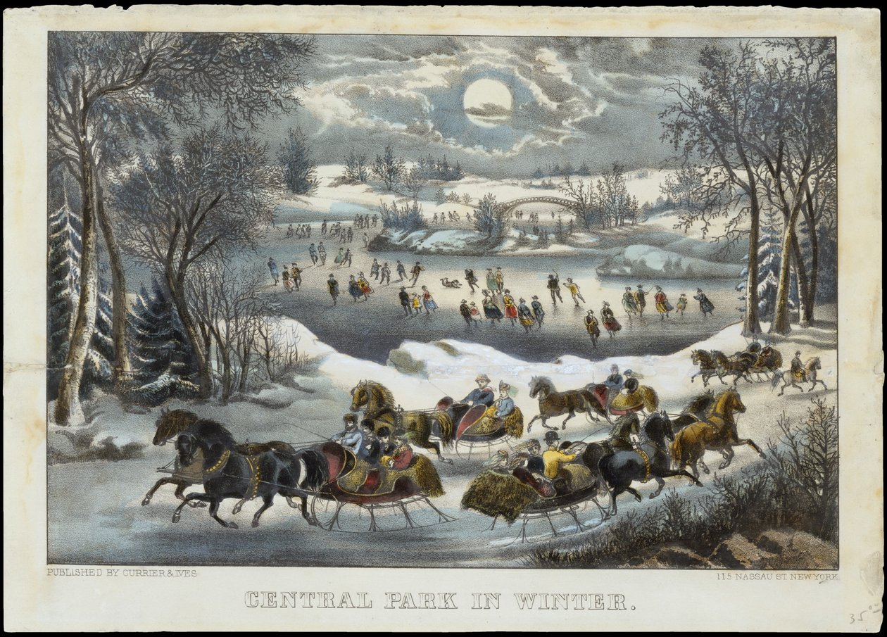Central Park in inverno, 1877-94 da Currier and Ives