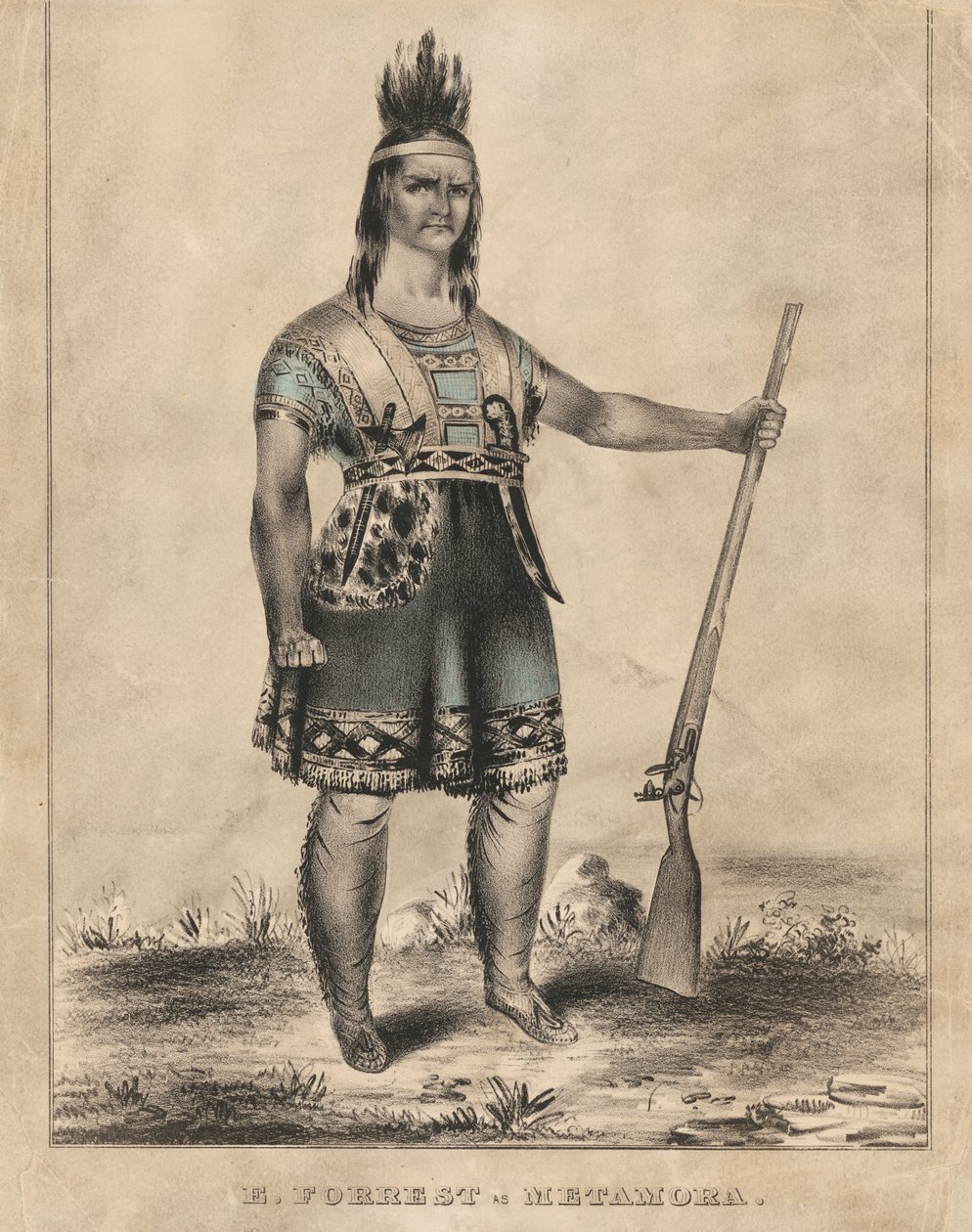 E. Forrest nei panni di Metamora da Nathaniel Currier