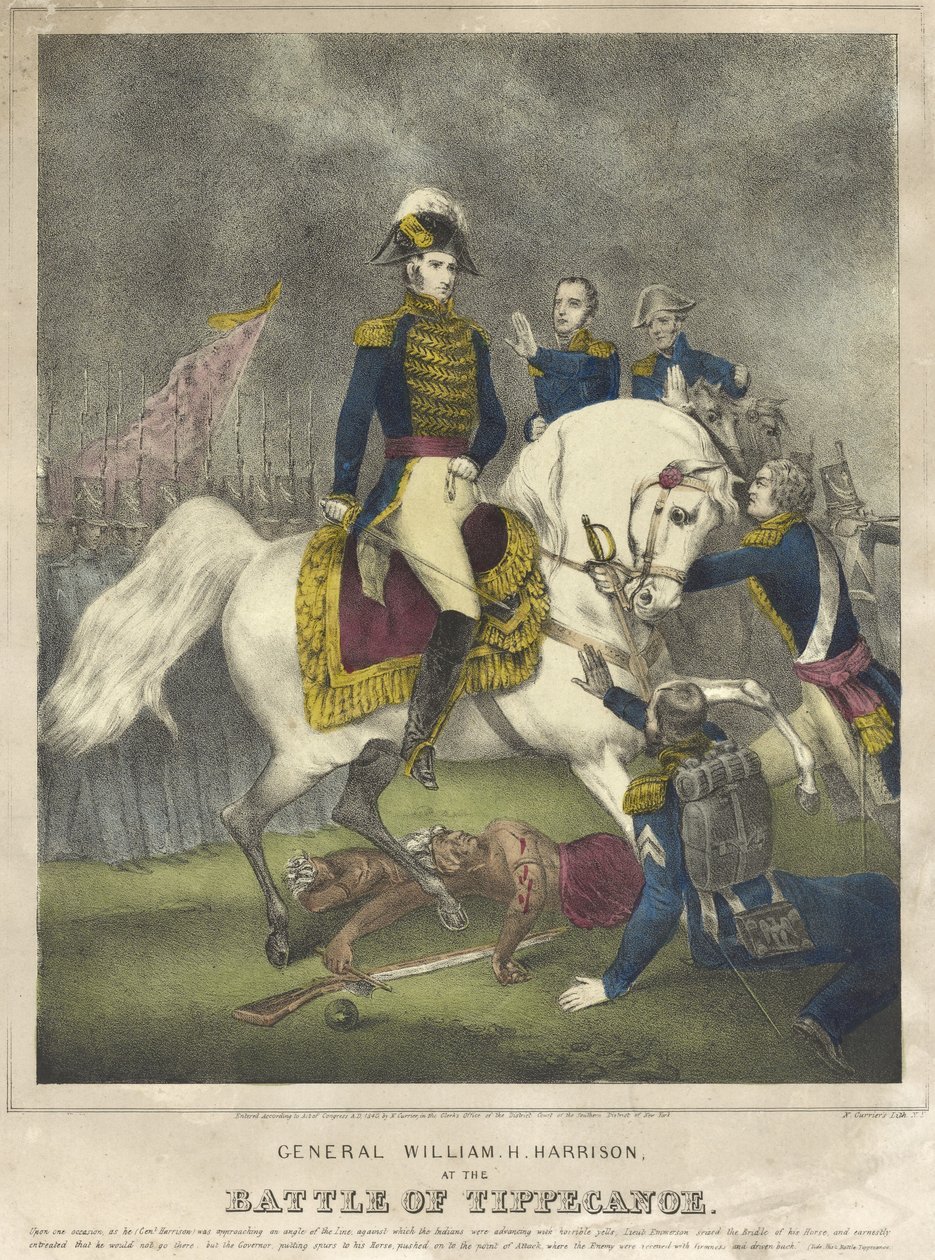 Il generale William H. Harrison alla battaglia di Tippecanoe da Nathaniel Currier