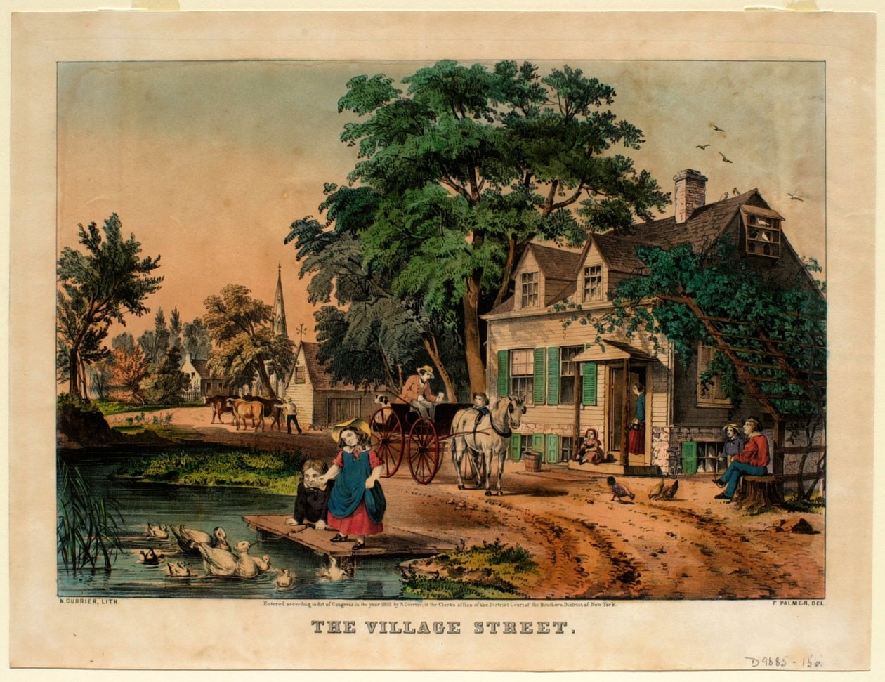 La strada del villaggio da Nathaniel Currier