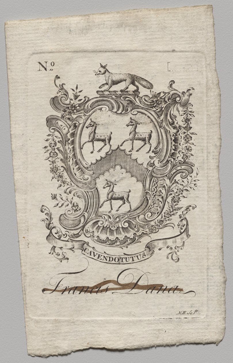Ex Libris: Stemma con iscrizione Francis Dana da Nathaniel Hurd
