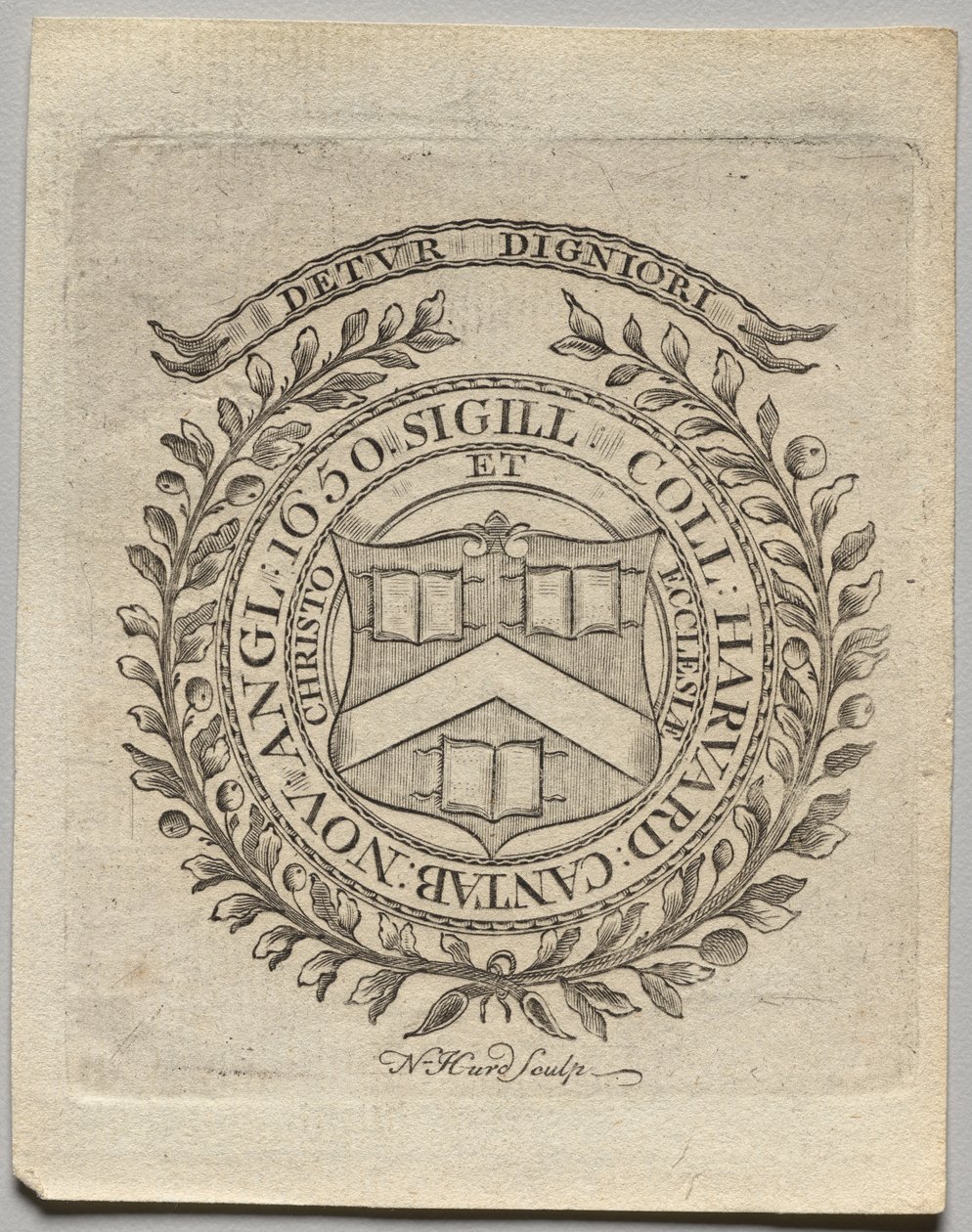 Ex libris: Sigillo del Harvard College da Nathaniel Hurd