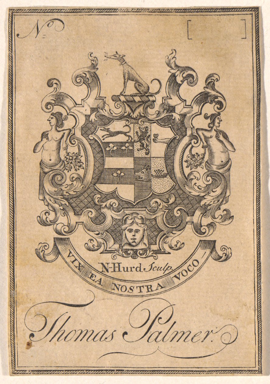 Ex libris di Thomas Palmer da Nathaniel Hurd