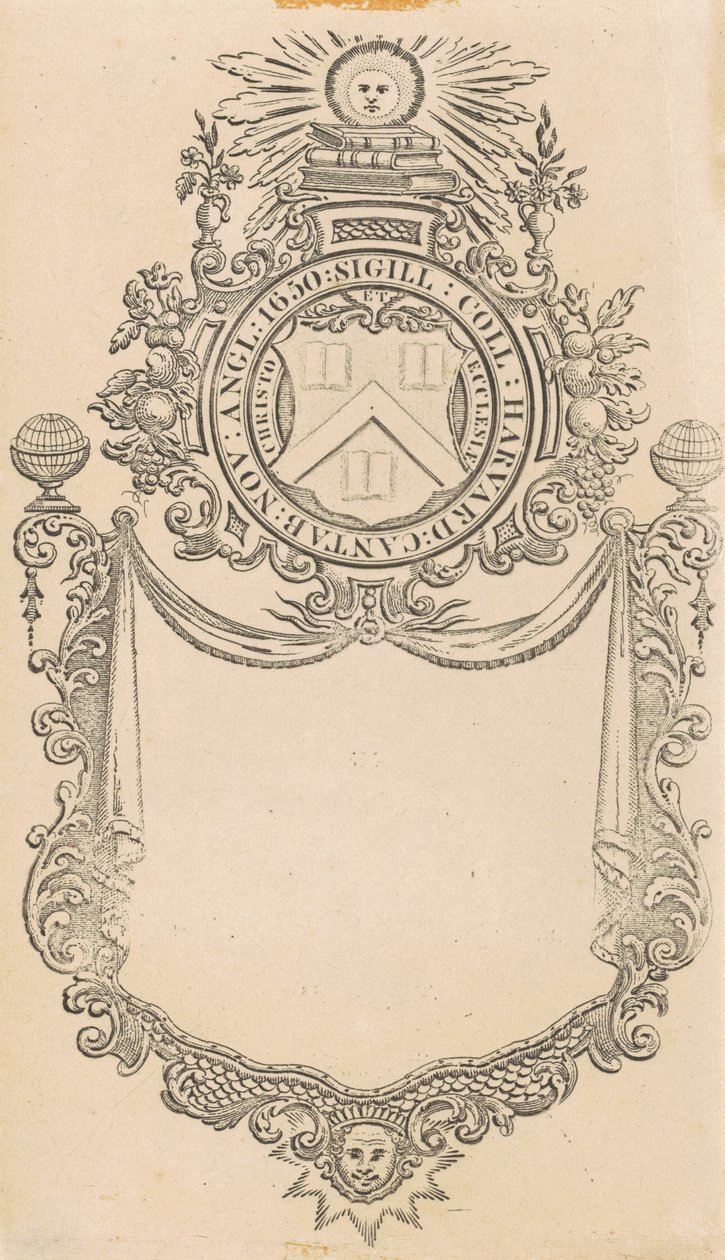 Ex libris del Harvard College con il sigillo Christo et Ecclesiæ da Nathaniel Hurd