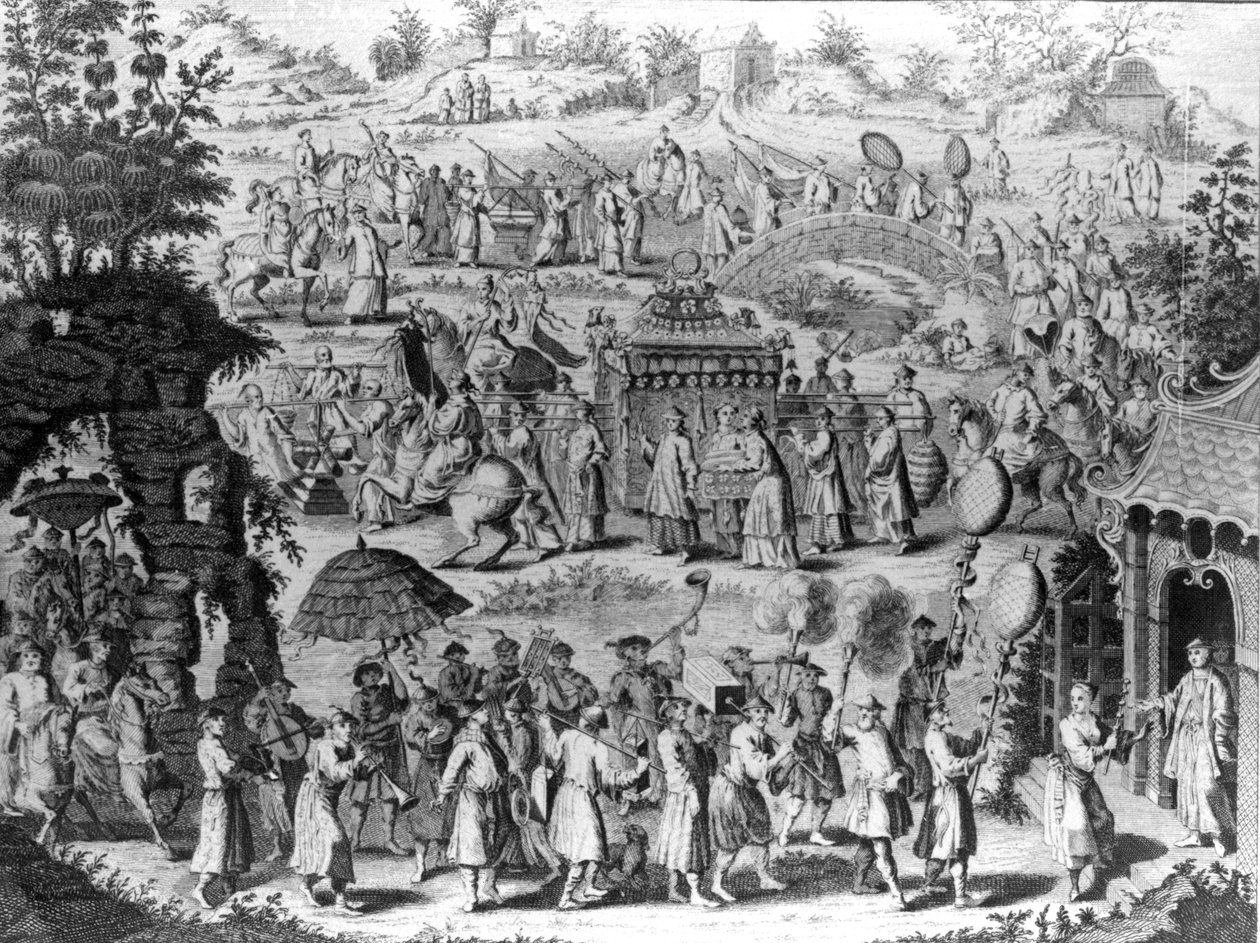 Processione di una sposa che va a casa del marito, illustrazione da 