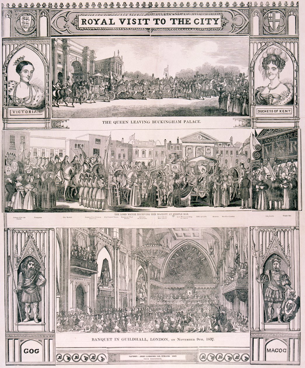 Visita della Regina Vittoria alla Città di Londra, 1837 da Nathaniel Whittock
