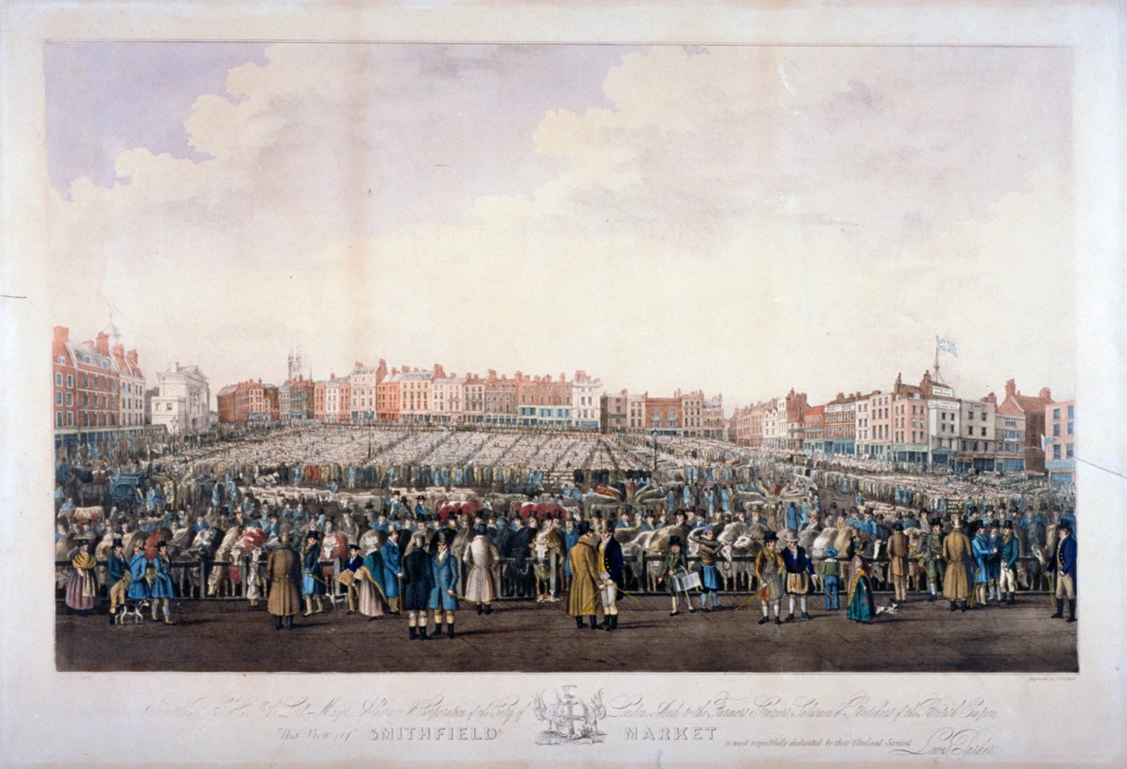 Mercato di Smithfield, West Smithfield, Città di Londra da Nathaniel Whittock
